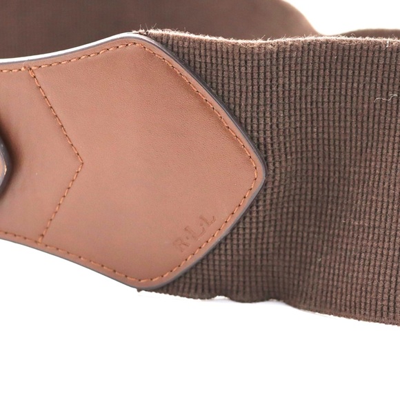 Ralph Lauren Wide Stretch Belt Brown Faux Leather Gold Tone Buckle L - Picture 5 of 10